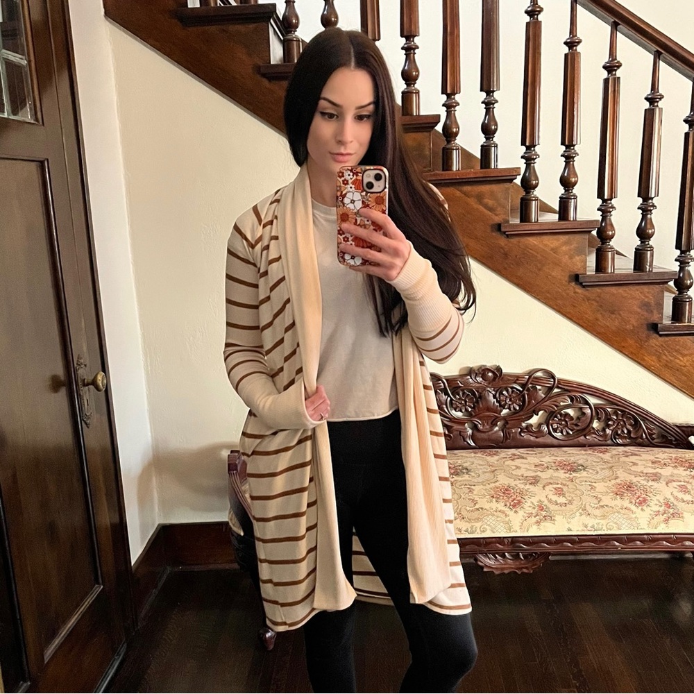Chaser Anthropologie Stripe Raglan Ribbed Collar Cuff Cardigan XS